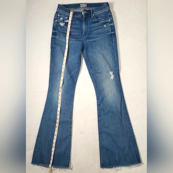 Mother The Weekender Fray Mid-Rise Flared Jeans Sz 25 US Original Blue Denim - Picture 8 of 16